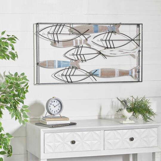 Black Metal Coastal Wall Decor 21" x 39" x 2"